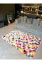 Maya Collection Multicolored Squares on a White Background Woven Base Modern Decorative Carpet Maya39