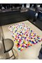 Maya Collection Multicolored Squares on a White Background Woven Base Modern Decorative Carpet Maya39 - 2