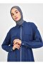 Zippered Cotton Aerobin Tunic - Navy Blue - Refka - 4