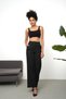 Women's High Waist Pencil Loose Wide Leg Pocket Fabric Trousers - Black - 3