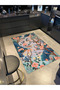 Paris Collection Floral Pink Roses and Deer Patterned Modern Decorative Carpet 104