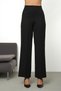 Women's High Waist Pencil Loose Wide Leg Pocket Fabric Trousers - Black - 4