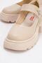 Women's velcro daily shoes beige patent leather - 3
