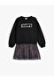 Dress with Tutu Skirt, Round Neck, Long Sleeves, Sequined