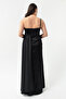 Women's Black One-Shoulder Plus Size Satin Evening Dress & Graduation Dress - 5