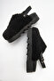 Deri̇club Women's Thick Sole Plush Sandals Slippers Zy 8005 Black - 5