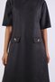 Black Half-Throat Short Sleeve Suede Dress 3013A - 4