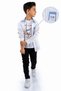 Double Pocket Shirt, Trousers, T-Shirt 3 Pieces Cotton Boy Set MNK965 WHITE
