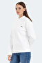 Kathy in Women's Hooded White Sweatshirt