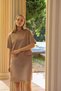 Mink Half Throat Short Sleeve Suede Dress 3013A - 2