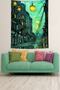 Starry Nights Themed Street Scenery Stain Resistant Fabric Wall Cloth Wall Tapestry Tapestry
