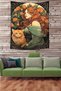 Vintage Cat and Girl Stain Resistant Micropetek Fabric Wall Cloth Wall Carpet Tapestry - 2