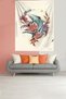 Dolphin Fish between Flowers Stain Resistant Velvet Fabric Wall Cloth Wall Carpet Tapestry