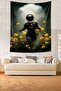 Astronaut Space Flowers Stain Resistant Fabric Wall Cover Wall Carpet Tapestry