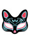 Black Color Suede Coated Blue Red Glitter Cat Mask 17X14 cm (4940)