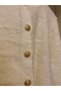 Women's Ecru Gold Buttoned Crew Neck Knitwear Cardigan - Stylish and Comfortable - 5