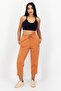 Women Drawstring Brand Logo Tapered Pants, Brown - 3