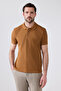 Ds Damat Regular Fit Tobacco 100% Cotton Long Lasting No Curl Polo Neck Embroidered T-Shirt