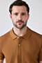 Ds Damat Regular Fit Tobacco 100% Cotton Long Lasting No Curl Polo Neck Embroidered T-Shirt - 3