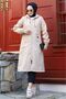 Hooded Pocket Inside Stripe Patterned Trench Coat - 2