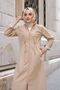 Full Length Striped Hooded Long Trench Coat - Ankle Detail - 5