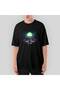 Cemetery illuminated By An Aurora Oversize Black T-Shirt