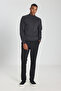 Men's Anthracite-Melange Cotton Standard Fit Regular Cut Half Turtleneck Knitwear Sweater - 2