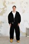 Black Cozy Basic Full Zipper Oversize Sweatshirt - 7