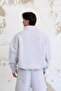Gray Melange Cozy Basic Half Zipper Oversize Sweatshirt - 3