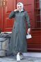 Armine Long Trench Coat with Front Pocket Detail - 3
