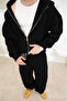 Black Cozy Basic Full Zipper Oversize Sweatshirt - 6