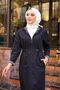 Hooded Full-Length Long Trench Coat with Ankle and Inner Stripes - 5
