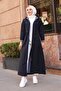 Hooded Full-Length Long Trench Coat with Ankle and Inner Stripes - 7