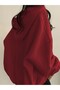 Unisex V-Yaka Kapüşonlu Basic Oversize Swetshirt - 2