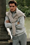 Men's Gray Melange Standard Fit Regular Cut Full Turtleneck Jacquard Knitwear Sweater - 2