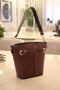 Women's Claret Red Bucket Model Adjustable 2 Straps Hand and Shoulder Bag - 6