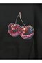 Women's sweatshirt cherry print hoodies 3-thread compact fabric (cotton interior) - 3