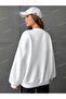 White Printed Sweatshirt, Large Size - 3