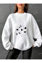 White Printed Sweatshirt, Large Size - 4