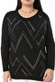 Women's Plus Size Black Stone Detailed Bicycle Collar Bat Sleeve Blouse 65N38368 - 4