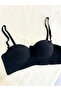 Suede Textured Padded Push up Strapless Bra