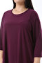 Women's Plus Size Plum Bicycle Collar Side Slit Capri Sleeve Tunic 65N38352 - 6