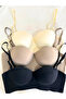 Suede Textured Padded Push up Strapless Bra - 4