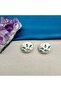 Women's Gold Green Blue Stone Floral Earrings - 6