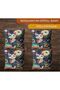 4-Piece Digital Printed Gift Sofa Set - Blue White Yellow Cat Pattern