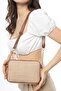 Tan Straw Women's Multi-Compartment Quilted Crossbody Bag - 3