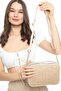 Cream Straw Women's Multi-Compartment Quilted Crossbody Bag - 4
