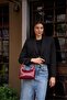 Claret Red Patent Leather Women's Double Zipper Baguette Hand and Shoulder Bag - 4