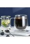 Double Glass Double Walled Glass Mug 250 ml Home Office Cup Double Layer Thermal Insulated Glass Cup with Handle - 4