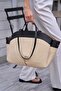 Black- Cream Women's Contrast Tote Bag - 3